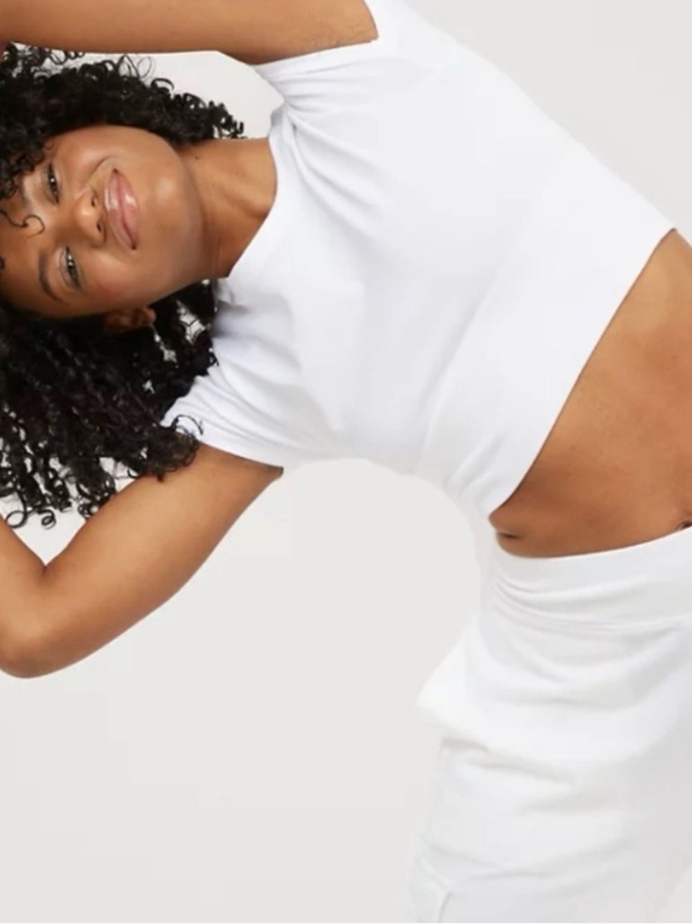 Aerie OFFLINE Seamless Cropped T-Shirt White Short Sleeve Activewear Top S